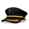 Berets dorosły granatowy kapelusz jacht kapelusze wojskowe statek żeglarz statek Sailor Captain Costume Regulble Cap Marine Admiral dla mężczyzn kobiety