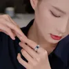 Natural Sapphire Gemstone Fashion Tredy Finger White Gold smycken Förlovningsring för män/kvinnor