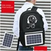 Rugzak op zonne-energie Oxfordstof Smart Fashion Unisex Reflecterende strip Creatieve energie opladen Mtifunctional 0103 Drop Delivery Lights L Dhqob