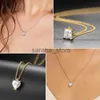 Pendant Necklaces Waterdrop Crystal Pendant Necklace for Women Korean Fashion Gold Color Geometric CZ Choker Chain on Neck Accessories Jewelry J240120