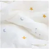 Filtar Swaddling quiltad muslin bomull broderad stjärnträd baby täcke född termisk tröstare spädbarn spjälsäng filt med fyllmedel fluff dhmuq