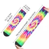 Chaussettes pour hommes toutes saisons, bas d'équipage, teinture multi-arc-en-ciel, Harajuku, drôle, Hip Hop, accessoires longs pour hommes et femmes, cadeaux