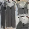 Basic Casual Jurken Designer Mouwloos Dames Uitgehold Zwart Satijn Sling Strass Glanzend Hol Vest 2-delige set Denim BH Tops Maat S-L luxe 5BA9