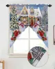 Шторы Рождественский дом снеговика с белкой, оконные шторы для гостиной, кухни, домашний декор, треугольные