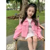 Vestes printemps automne filles veste en jean bébé enfant en bas âge vêtements d'extérieur enfants mode vêtements Streetwear rose solide coton 2-7Y