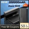 Mobiele telefoon Power Banks Gratis verzending 200000 mAh 66 W Supersnel opladen van batterijen voor iPhone 13 14 Pro Huawei PD 20 W Externe batterijlader Powerbank