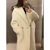 Parkas Manteau Cachemire Chaud Designer Mode Hiver Femmes Maxmaras Élégant Ours En Peluche Contour Grain Alpaga Laine Cisaillement Moyen Long Poils De Chameau Une Pièce B7OA