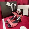 2024 Designer Leather Women's Sandals Summer 2c Heels Fashion Beach Women's High quality heels 6.5 8.5 cm high 35-41