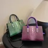 Factory wholesale womens shoulder bag 7 colors elegant retro embossed crocodile handbag large capacity thick leather tote bag street color contrast backpack 9968#