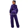 2024 Designer Velvet Tracksuits Women Fall Winter Sweatscuits Lång ärmjacka och breda benbyxor Två styckesuppsättningar Casual Outftis Wholesale Clothes