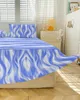 Jupe de lit, ligne dégradée abstraite, bleu clair, couvre-lit élastique avec taies d'oreiller, housse de matelas, ensemble de literie, drap