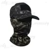 Visors Summer Camouflage Baseball Cap with Full Face Mask Scaf Bicycle Sports Cover Hiking Tactical Military Balaclava Hat 135