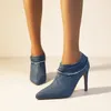 Sukienka buty 2024 Style Ladies Side Zip Damskie Trend Trend Pumps Kobiety Wskazane palce u nogi super cienkie