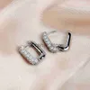 Stud 2022 Minimalist Geometric Square Crystal CZ Big Huggies Hoop Earrings for Women Fashion Gold Color Metal WeddJewelry Gift J240120