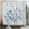 Duschvorhänge 3D Beautif Blumenbaum Bedruckter Badezimmervorhang Polyester Wasserdicht mit Haken Home Dekoration SN Drop Lieferung Garten Dhzrn