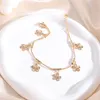 Anklets 1 st för kvinnor Bell Anklet Summer Beach Chain Gold Flower Zircon Armband Body Gifts 2024