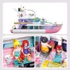 Blocs Sluban Friends Yacht de luxe bateau de croisière modèle de bateau de croisière ensemble de blocs de construction mer 8 figurines jouet pour fille cadeau d'anniversaire