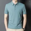 Polos para hombre, camisetas a la moda para hombre, ropa informal, camiseta de seda de morera, camisetas de manga corta fina de verano, Polo holgado para Hombre