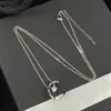 Sieraden Kettingen Wit Verguld 925 Zilver Afgestudeerd Luxe Merk Ontwerpers Letters Geometrisch Beroemde Vrouwen Rond Kristal Strass Goud 134