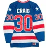 팀 유니폼 30 Jim Craig 21 Mike Eruzione 17 Jack O'Callahan 1980 년 기적 미국 Vintage Hockey Jersey White Blue S-3XL 5812 3554