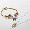 New Designer Bracelets for Women Gift Disnes Cinderella's Carriage Heart DIY fit Pandoras Bracelet Earrings Necklace set Chinese Year of the Dragon jewelry with box