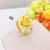 Cluster Rings Live Ring Pure 18k Yellow Gold Color Flower 999 Adjustable Finger Female Not Fade Fine Jewelry Gifts