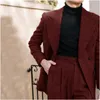 Abiti da uomo Abito elegante a spina di pesce da uomo 2 pezzi Doppio petto con risvolto con visiera Abito da sposa formale slim fit Blazer Costume Homme Tailored Made