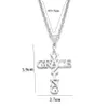 Collier avec pendentif croix de grâce incroyable, collier avec lettres en acier inoxydable pour femmes et hommes, bijoux chrétiens