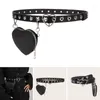 Ceintures femmes gothique amour coeur boucle ceinture avec petit porte-monnaie Y2K sac détachable Punk Rivet clouté ceinture