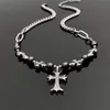 2024 Designer Marca Cross CH Colar para Mulheres Luxo Cromados Contas Redondas Estilo Doce Nova Menina Bonito Jóias Mens Coração Homens Clássico Pingente Neckchain 23YD