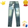 Femmes Pantalons Hommes Violet Designer Ksubi Jeans High Street Violet Rétro Peinture Spot Pieds Minces Micro Élastique Jeans Hip-Hop Zipper Hole