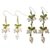 Boucles d'oreilles pendantes fleur feuille verte frange boucle d'oreille orchidées uniques bijoux de mariage cadeau