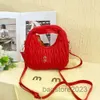 Designer Mui Mui Sac Sac À Main Plage Bandoulière Le Fourre-Tout Sac À Bandoulière De Luxe Mode Homme Femme Rouge En Cuir Plissé Messenger Maquillage Voyage Mini Miui Miui Sac