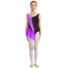 Scene Wear Girls Kids-paljetter Figur skridskoåkning Dress Dance Performance Costume Sleeveless Ballet Leotard med High-Low Mesh kjol