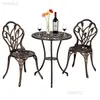 Garden Sets European Style Cast Aluminum Outdoor 3 Piece Tip Bistro Set Of Table And Chairs Bronze Bar Furniture Drop Delivery Home Dh08C