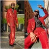 Men's Suits Red Sequin 2 Pieces Peaked Lapel Double Beasted Blazer Pants Modern Wedding Slim Custom Made Blazers For Male