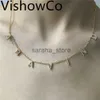 펜던트 목걸이 Vishowco Crystal Pendant Custom Name Necklace 여성 보석 선물 선물을위한 개인화 된 스틸 스틸 지르콘 편지 펜던트 목걸이 J240120