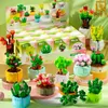 Blocks Flower Bouquet Friends Creative Desktop Succulent Plants Bonsai Decoration Model Building Blocks Toys For Girls Presents