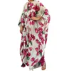 Robes décontractées Femmes Robe imprimée Fleur Imprimer Maxi surdimensionné avec taille à lacets manches chauve-souris pour les vacances prêtes pleine longueur