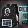 Solar Rugzak Heren Rugzakken Cartoon Anti-Diefstal Waterdicht 14Inches Vrouw USB Opladen Reizen Schooltassen Voor Tieners Designer 010 Dheya