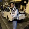 Kamizelki męskie swetry dla mężczyzn Plaid Man Ubrania Y2K Streetwear Black Waistcoat Rleaseless Designer luksusowy wiosna jesienna koreańska koreańska x