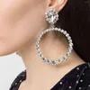 Boucles d'oreilles pendantes de styliste célèbre, cercle exagéré en cristal, grand Clip d'oreille pour femmes, marques de bijoux de haute qualité, tendance de fête