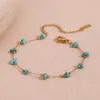 Natural Crushed Stone Blue Bracelet Colorful Stone Crystal 316L Stainless Steel 18K Gold Plated Necklace