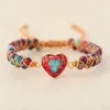 Pulseras de encanto Piedra natural Corazón Cuerda Trenzada Macrame Jaspers Amistad Wrap Pulsera Femme Joyería de las mujeres