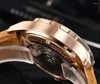 Orologi da polso in oro rosa Orologi meccanici di marca di lusso 44mm Orologio automatico casual da uomo Zaffiro 5Bar Pelle luminosa GR43-21