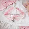 Colares Pingente Doce Coração Rosa Lace Pu Cruz Bownot Gargantilha Lolita Maid Cosplay Mulheres Colar D733 Drop Delivery Jóias Pingentes Dh5Zm