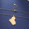 Fashion Iraq Maps Pendant Necklace Women Men Iraq Map Frame with Arabic Islamic Charm 14K Rose Gold No Fade Irish Jewelry Gifts