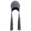 耳のフラップで編まれたクリエイティブな編み物のためのベレー帽の甘いウールの帽子beanie earprotect windproof冬の屋外ドロップシップ