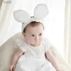 Party Hats Cute Bunny Ears Baby Headband Korean Bows Elastic Hair Bands for Infant Girls Hairband Newborn Headwear Kids Hair Accessories YQ240120