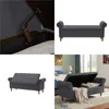 New Style Space Saving Rectangular Sofa Stool with Large Dark Gray Storage - Multipurpose Bedroom Furniture for Home Garden - Drop Delivery Available